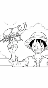 in hình tô màu Luffy cho bé 3 tuổi