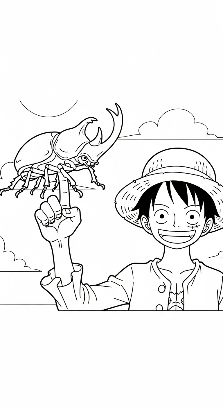 in hình tô màu Luffy cho bé 3 tuổi