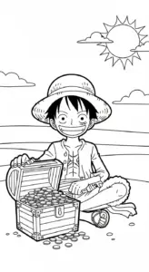 file pdf hình tô màu Luffy cho bé