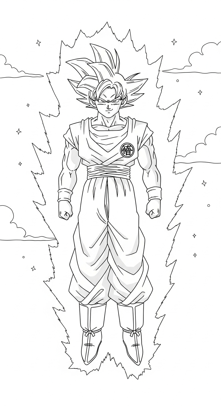 tranh tô màu Songoku cho bé 6 tuổi miễn phí