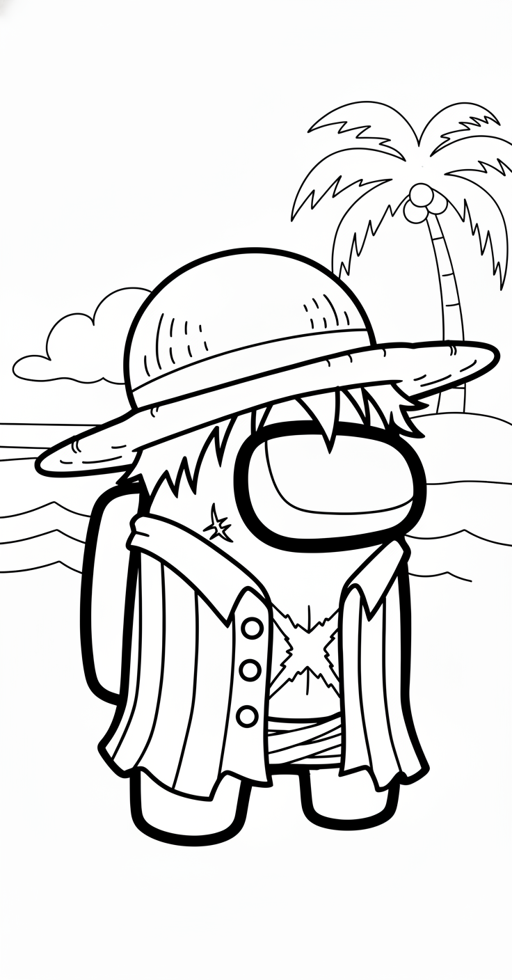 in tranh tô màu Among Us cho bé 4 tuổi