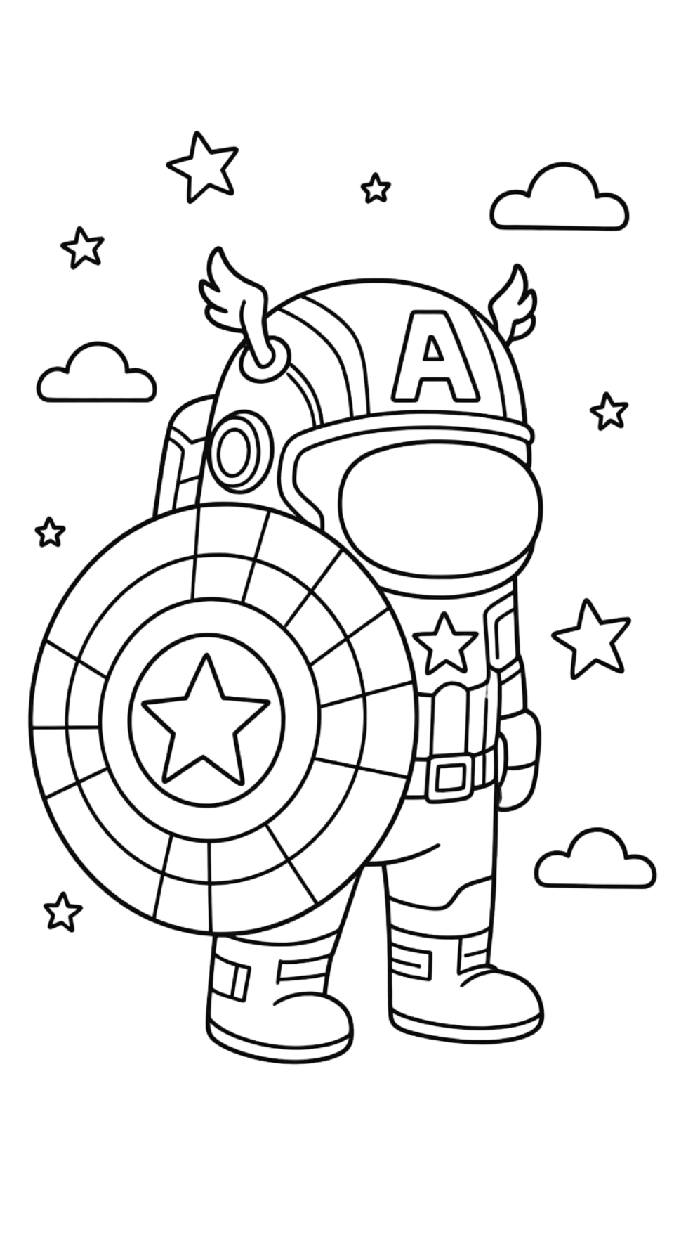 tranh tô màu Among Us cho bé 4 tuổi miễn phí