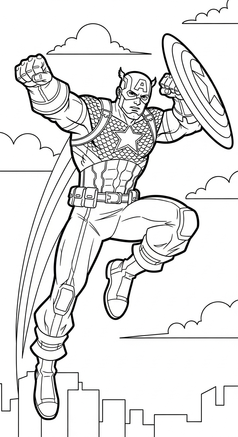 tranh tô màu Đội Trưởng Mỹ pdf