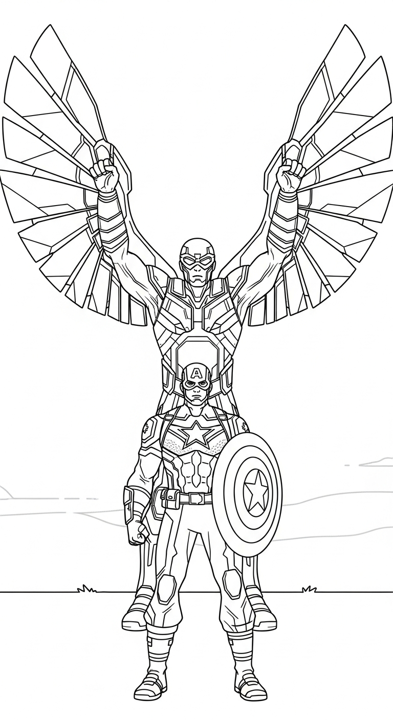 file tranh tô màu Đội Trưởng Mỹ cho bé 4-5 tuổi 1