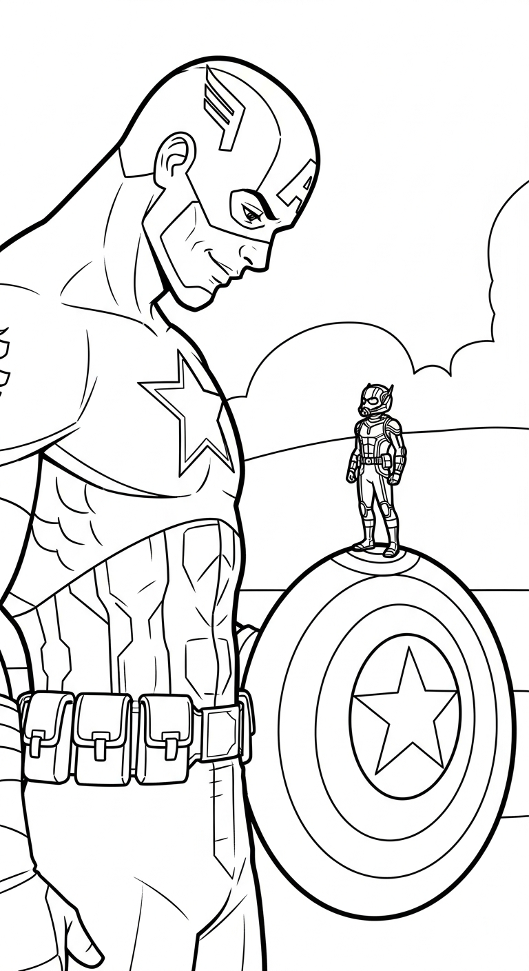 in hình tô màu Đội Trưởng Mỹ miễn phí