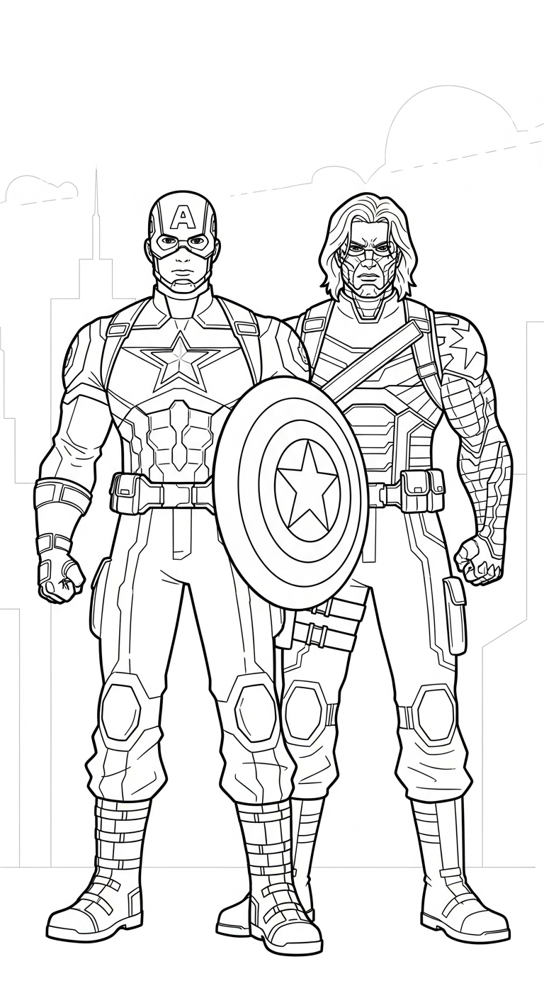 hình tô màu Đội Trưởng Mỹ cho bé 7-8 tuổi