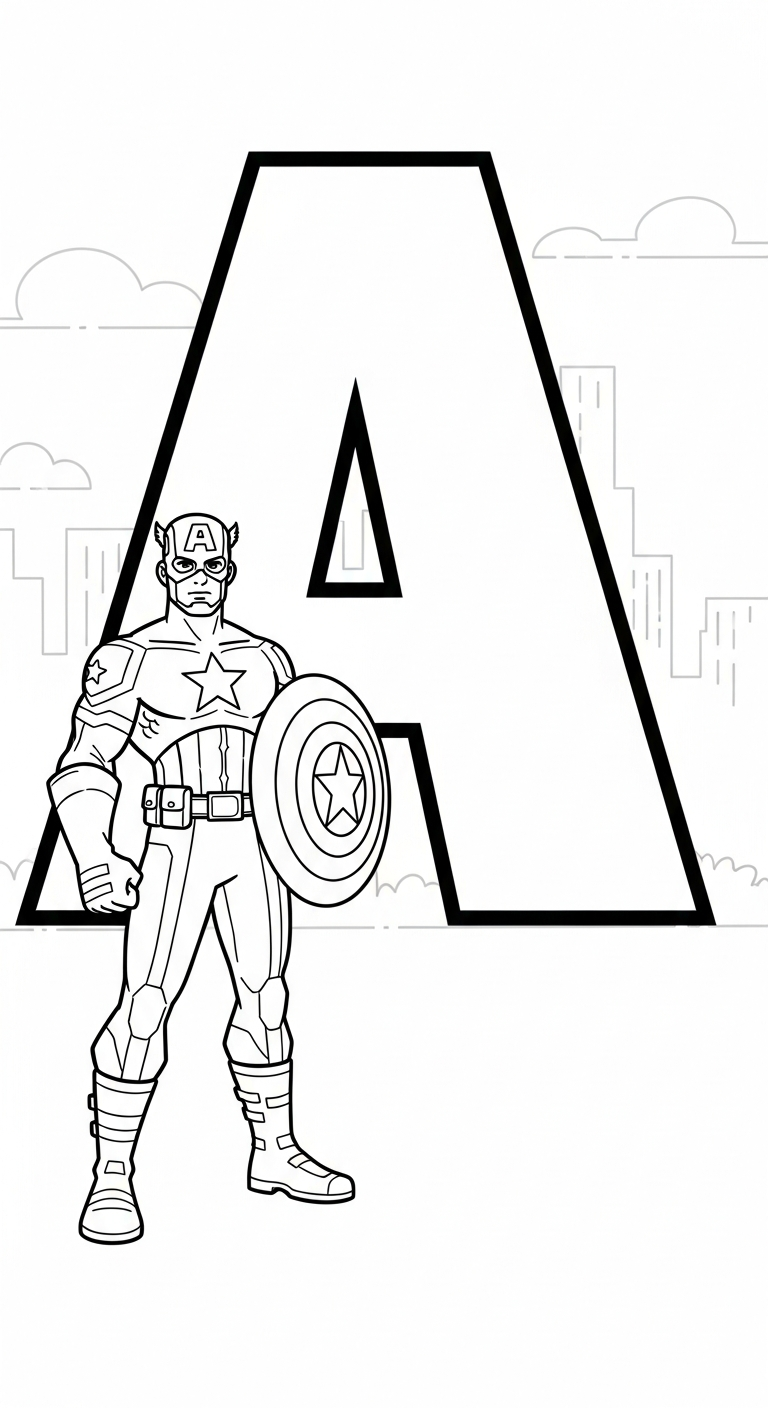 tải hình tô màu Đội Trưởng Mỹ cho bé 3 tuổi