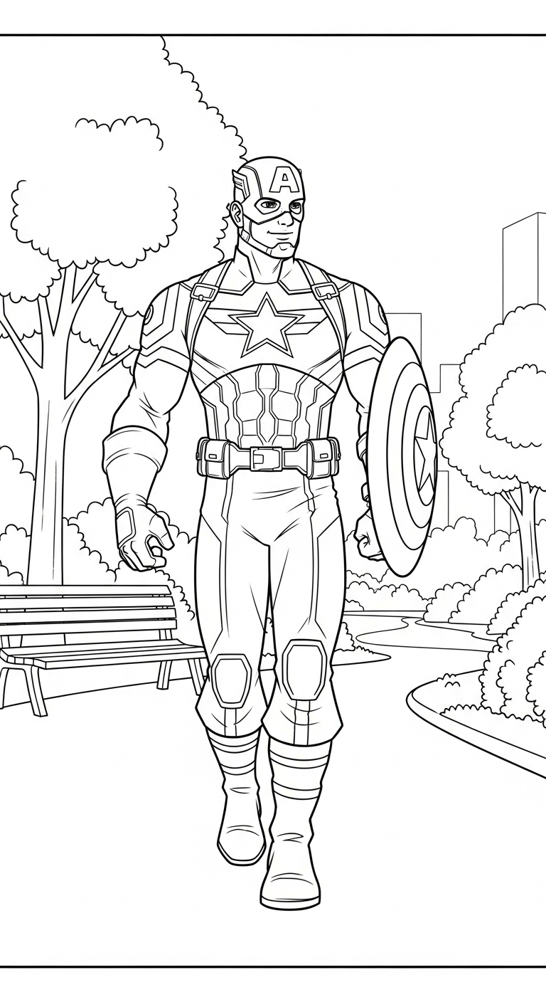 mẫu in tranh tô màu Đội Trưởng Mỹ cho bé