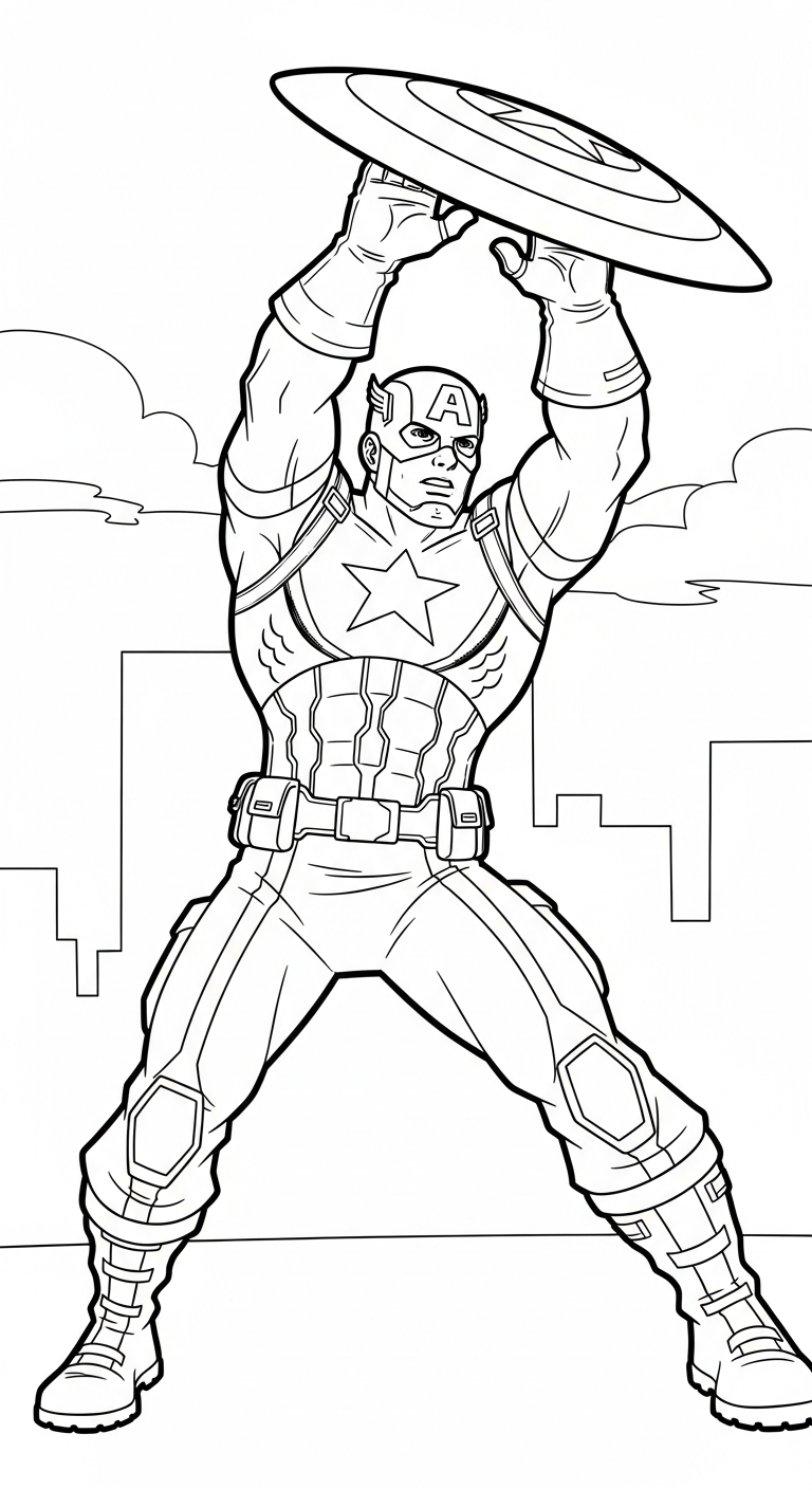 tải hình tô màu Đội Trưởng Mỹ cho bé 4 tuổi