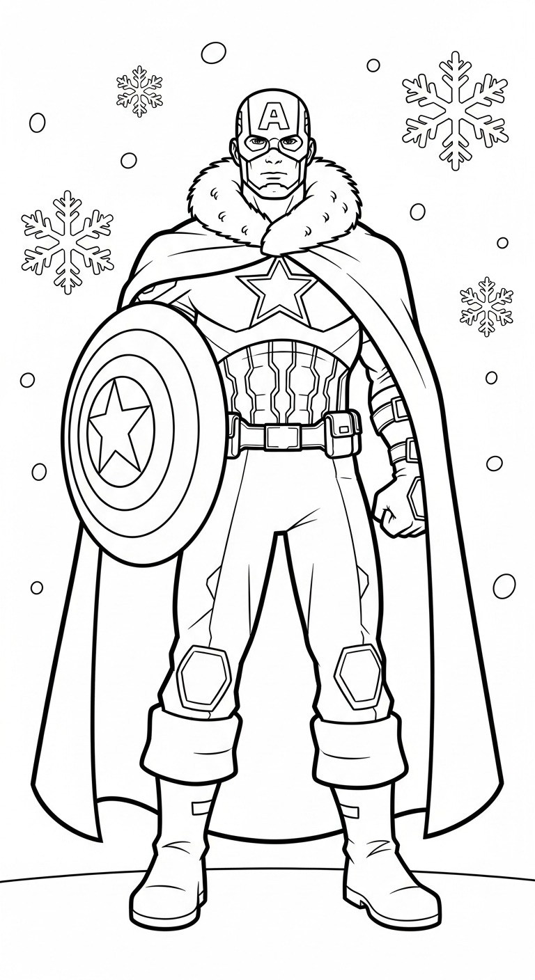 tranh tô màu Đội Trưởng Mỹ cho bé