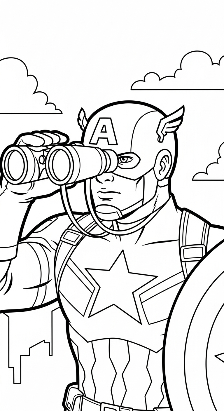 download hình tô màu Đội Trưởng Mỹ miễn phí