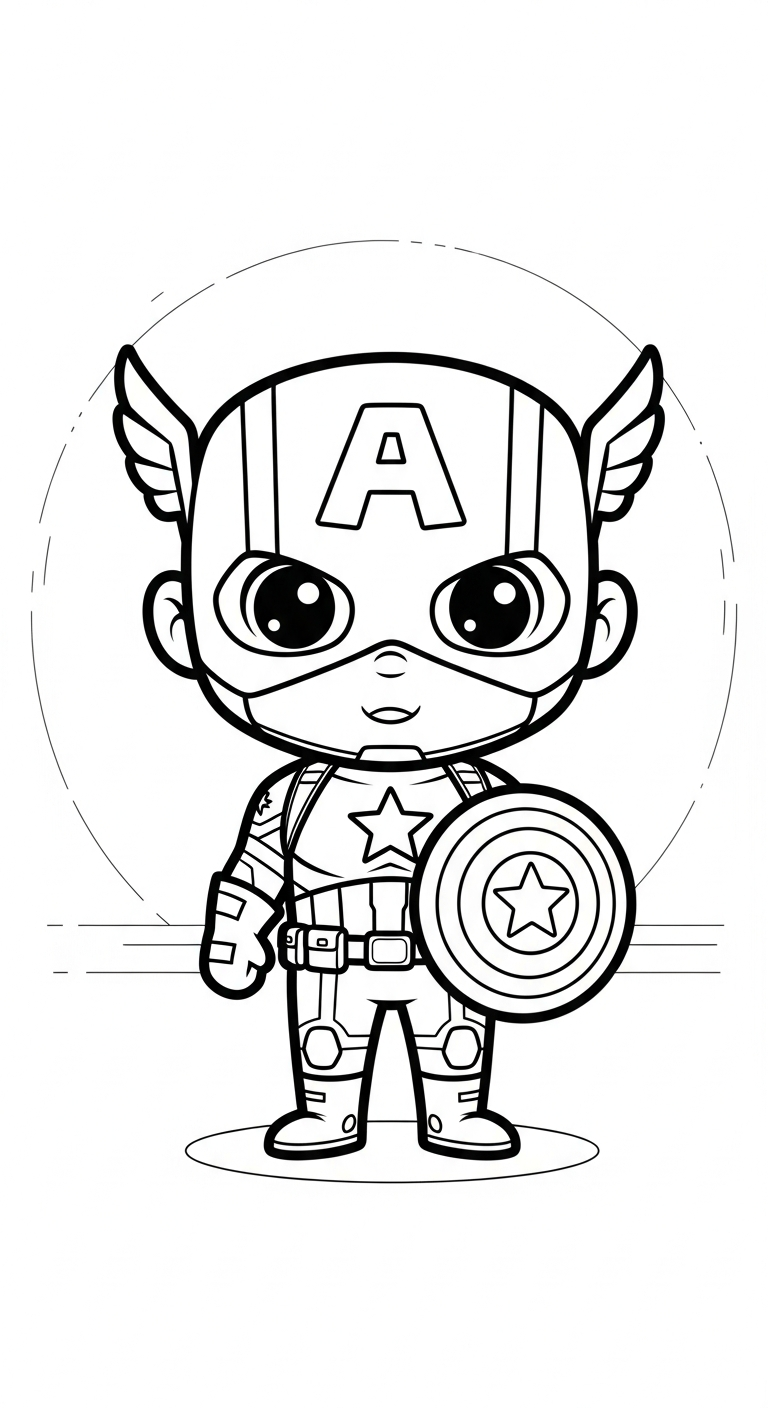 tải tranh tô màu Đội Trưởng Mỹ cho bé