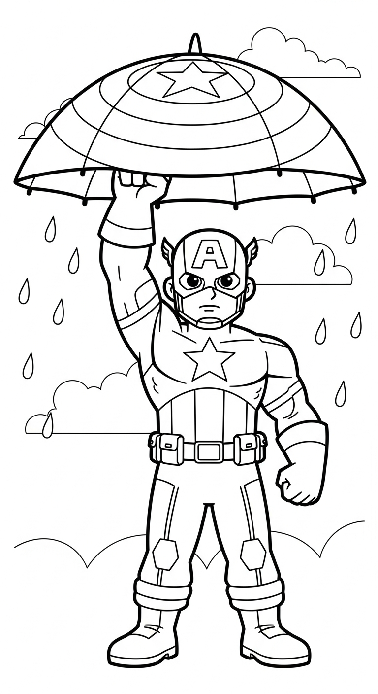 in tranh tô màu Đội Trưởng Mỹ cho bé 4 tuổi