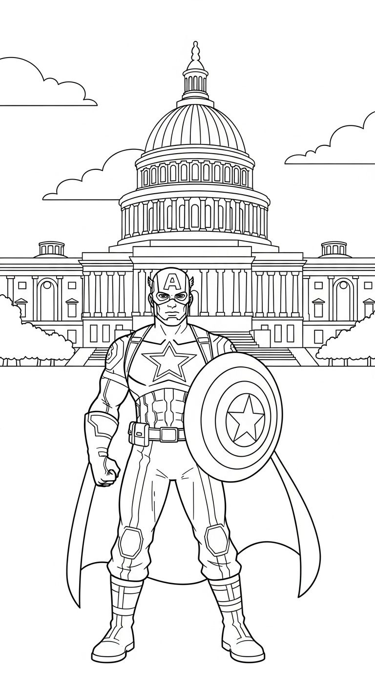 tải hình tô màu Đội Trưởng Mỹ cho bé 7 tuổi