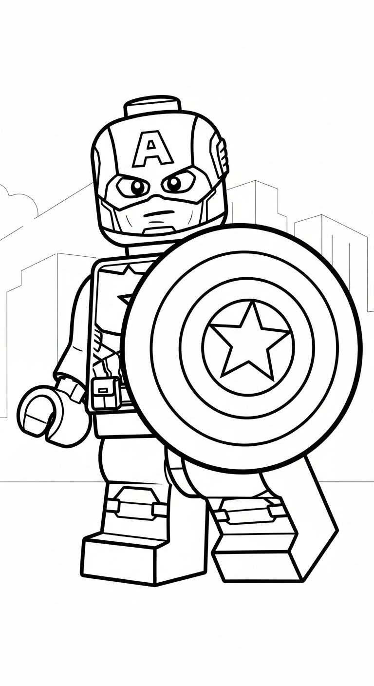 tải tranh tô màu Đội Trưởng Mỹ cho bé 1