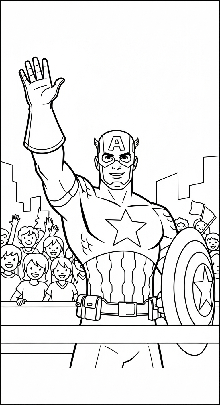 tranh tô màu Đội Trưởng Mỹ cho bé 8 tuổi