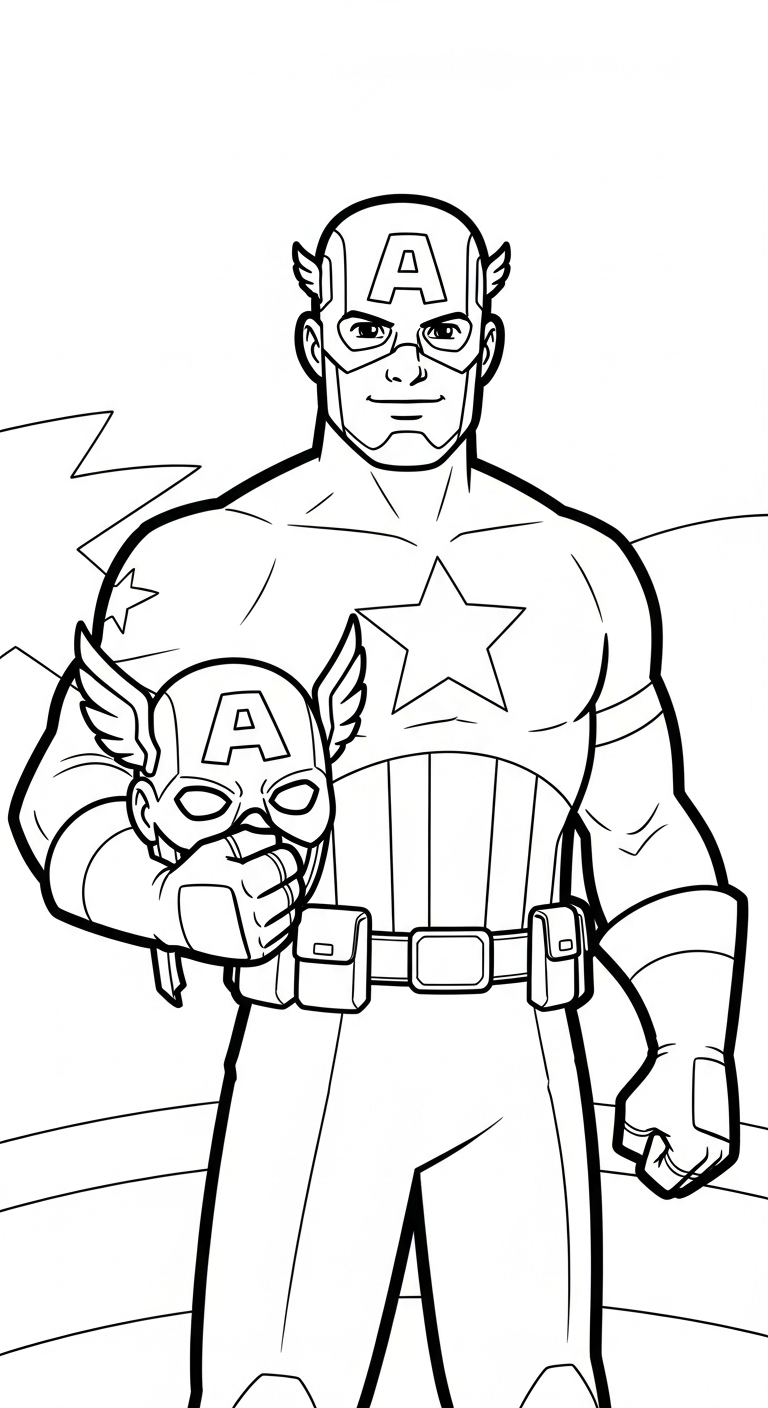 hình tô màu Đội Trưởng Mỹ cho bé 8 tuổi 1