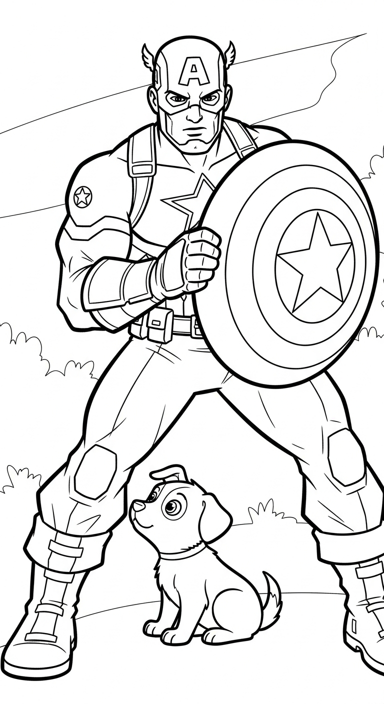 in hình tô màu Đội Trưởng Mỹ miễn phí 1