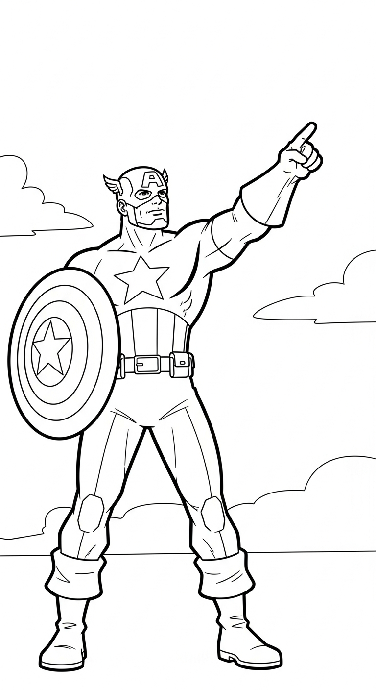 in tranh tô màu Đội Trưởng Mỹ khổ A4