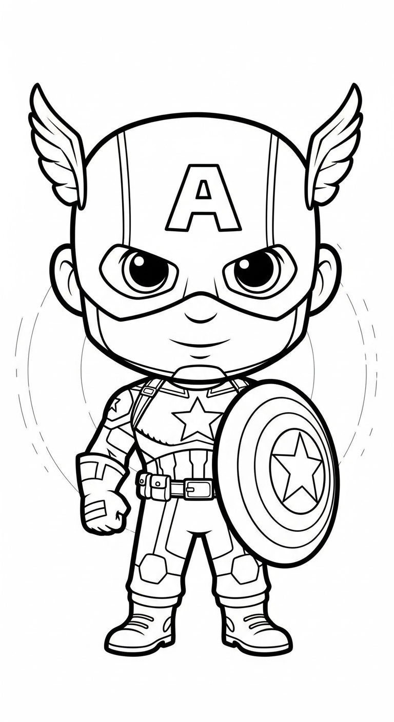 hình tô màu Đội Trưởng Mỹ cho bé đơn giản