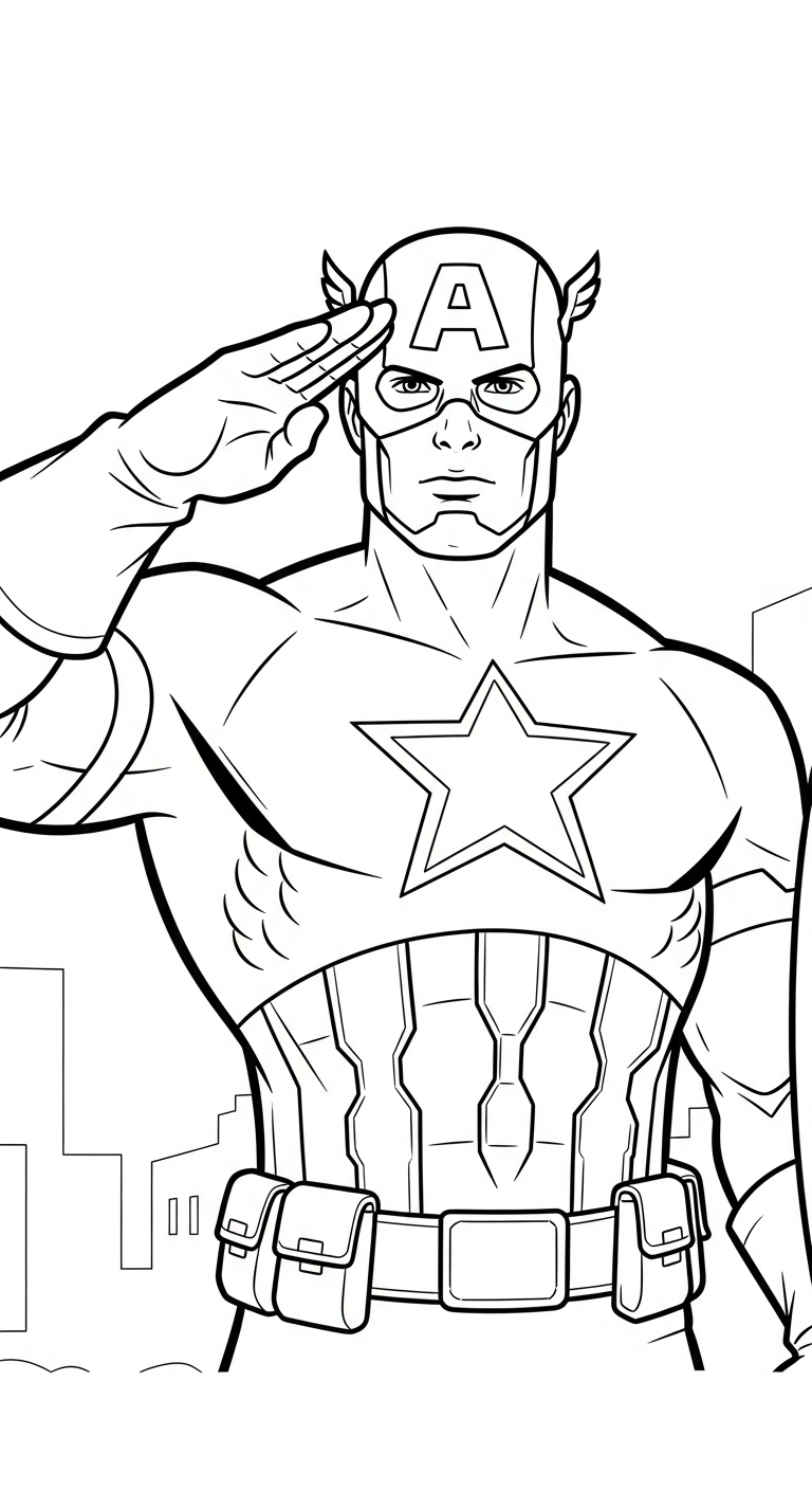 tải tranh tô màu Đội Trưởng Mỹ cho bé 3 tuổi