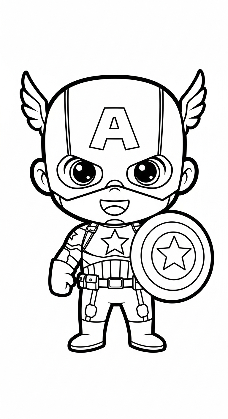 tải tranh tô màu Đội Trưởng Mỹ cho bé 8 tuổi