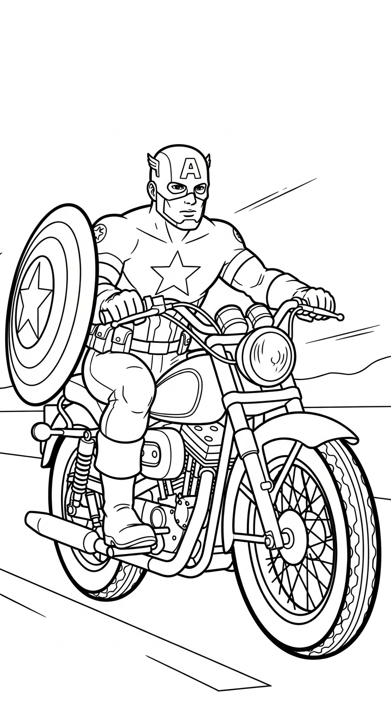 hình tô màu Đội Trưởng Mỹ cho bé 8 tuổi 2