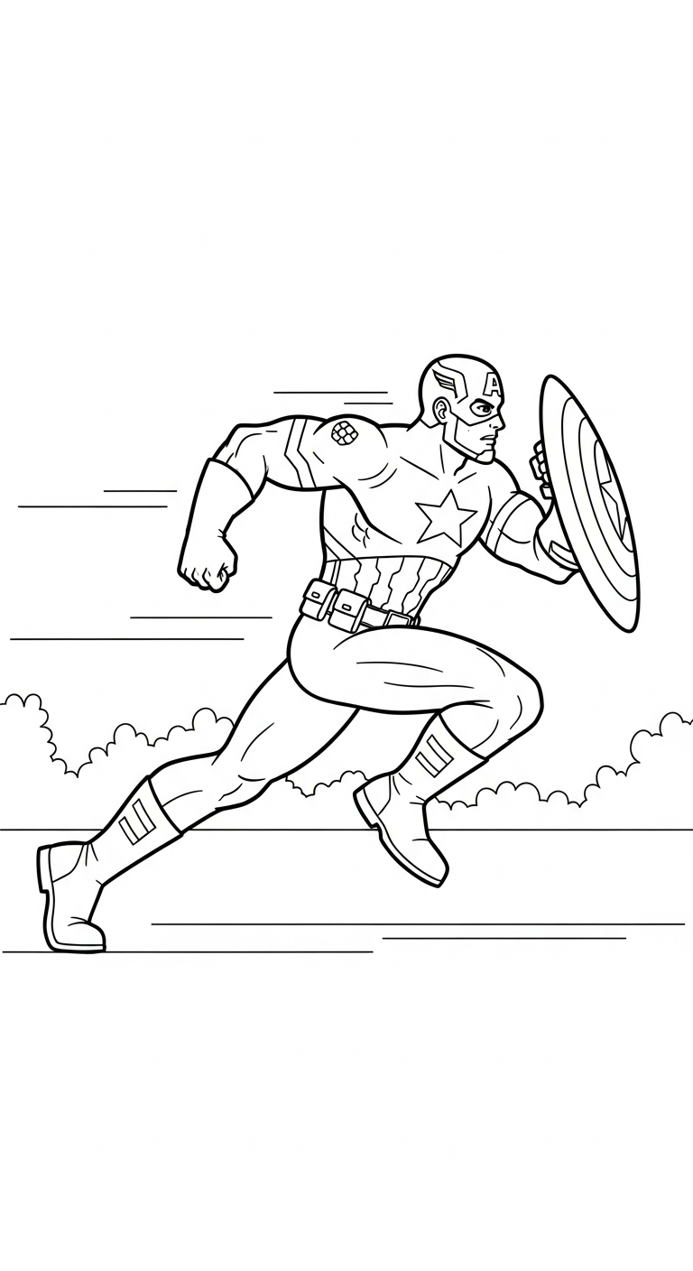 in tranh tô màu Đội Trưởng Mỹ cho bé 6 tuổi