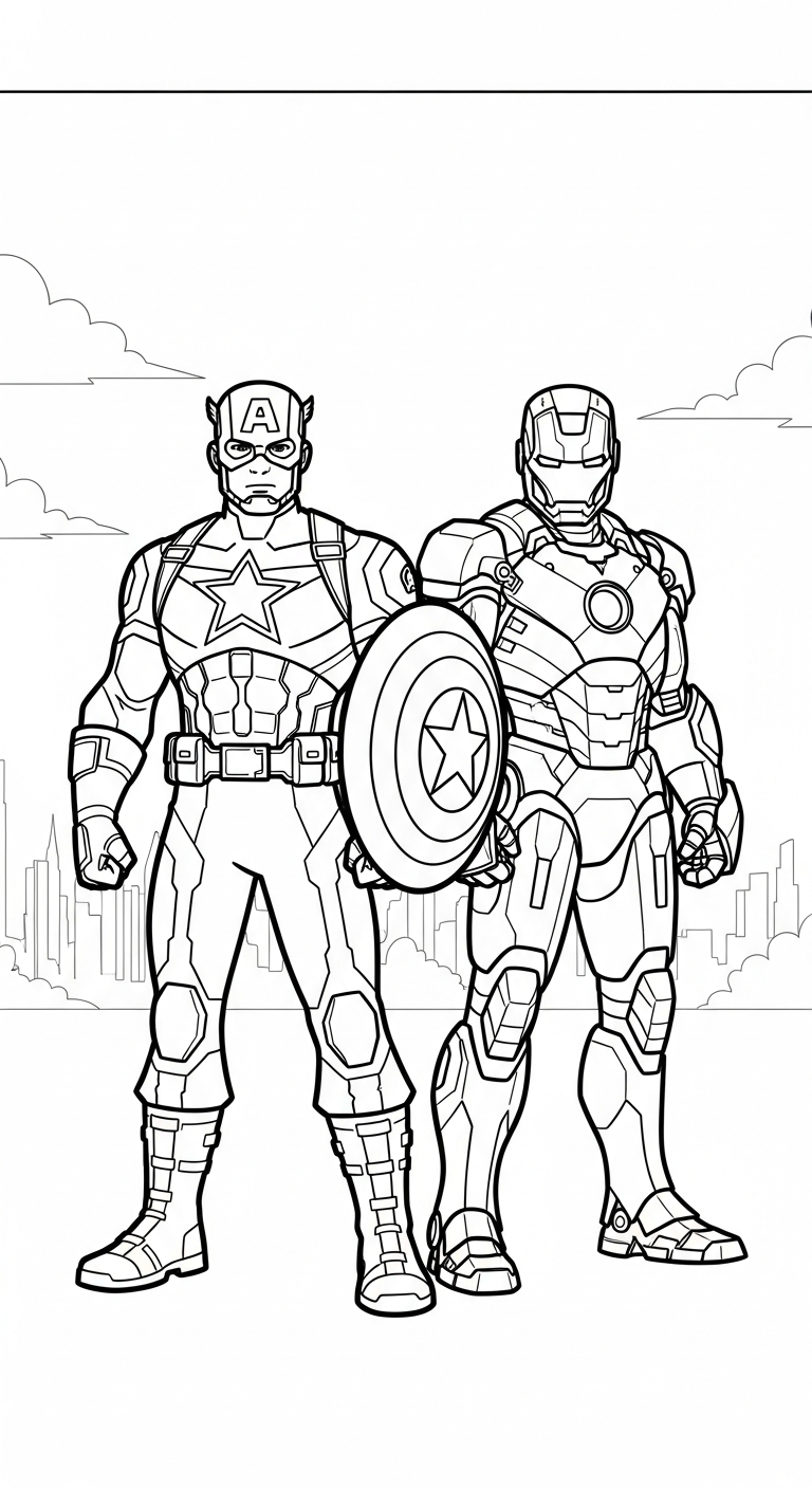 hình tô màu Đội Trưởng Mỹ cho bé 8 tuổi