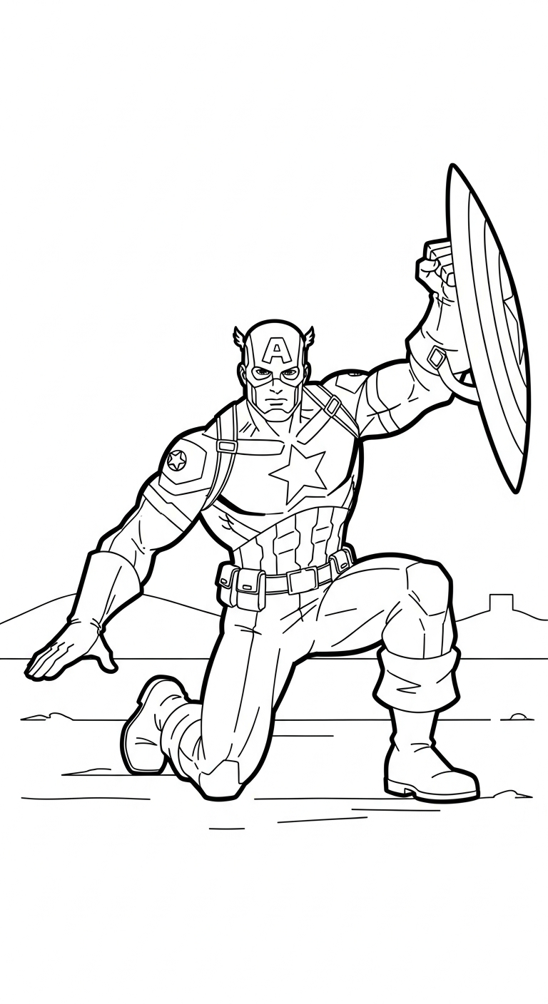 tải hình tô màu Đội Trưởng Mỹ miễn phí