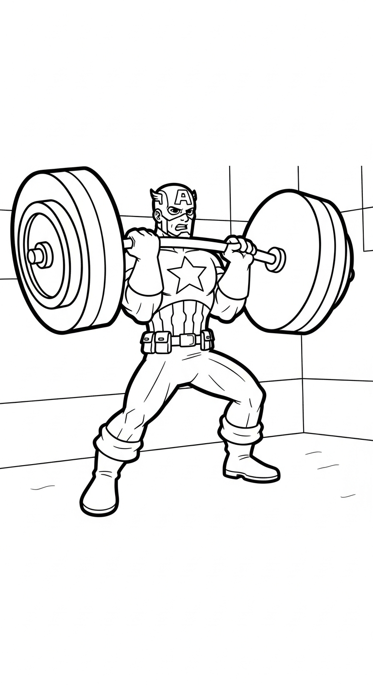 file tranh tô màu Đội Trưởng Mỹ cho bé 4-5 tuổi