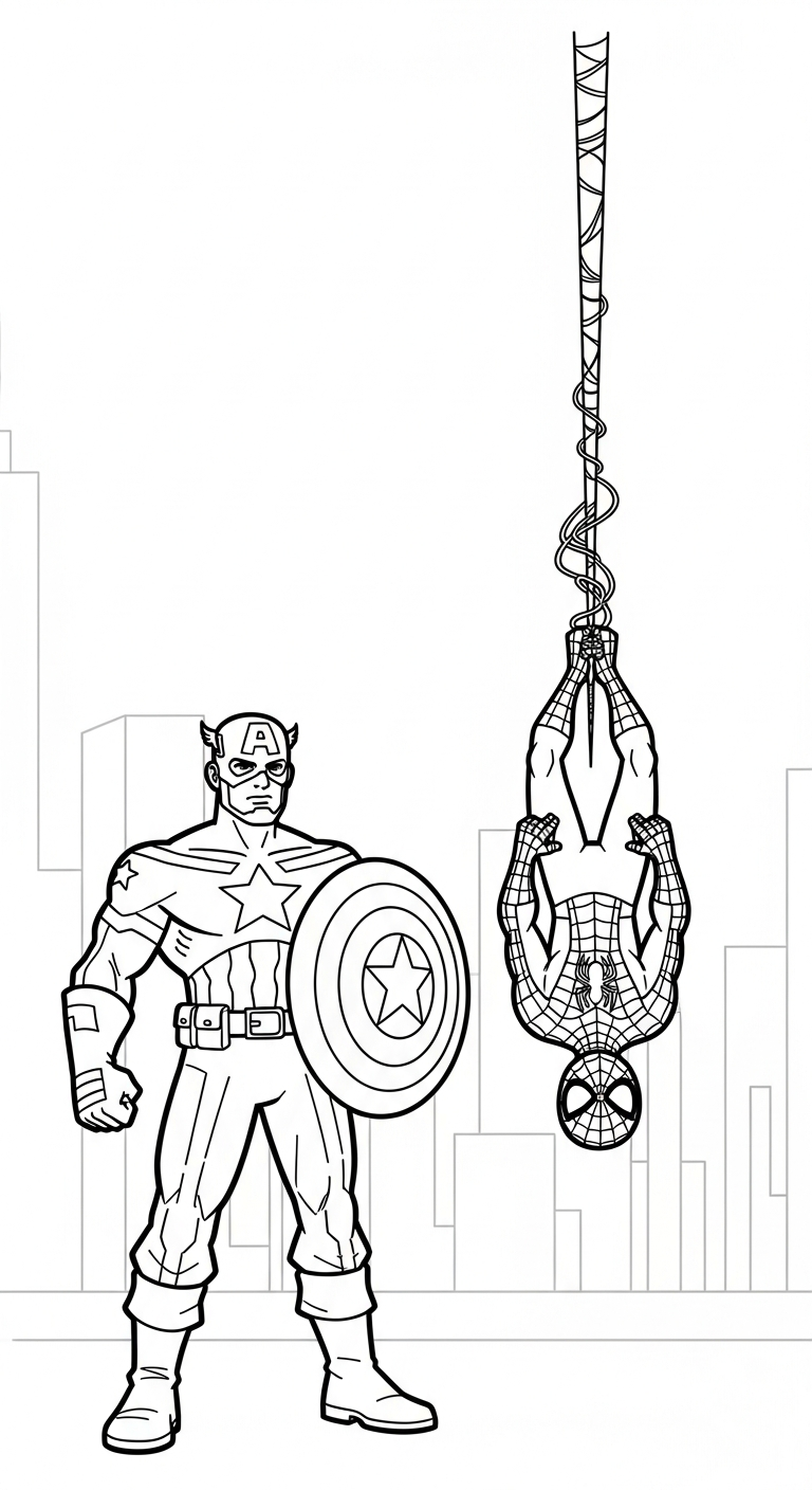 mẫu in hình tô màu Đội Trưởng Mỹ cho bé