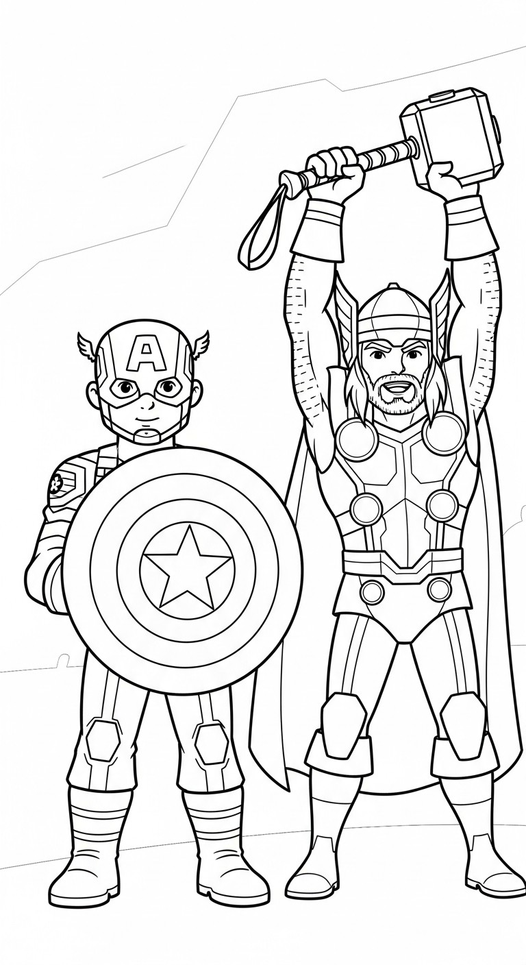 tải tranh tô màu Đội Trưởng Mỹ cho bé 6 tuổi