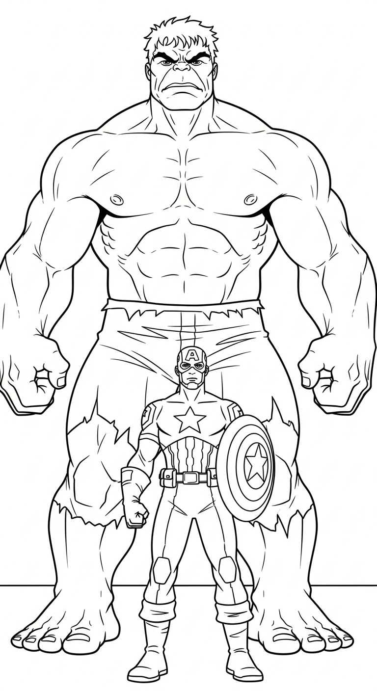 mẫu tranh tô màu Đội Trưởng Mỹ cho bé