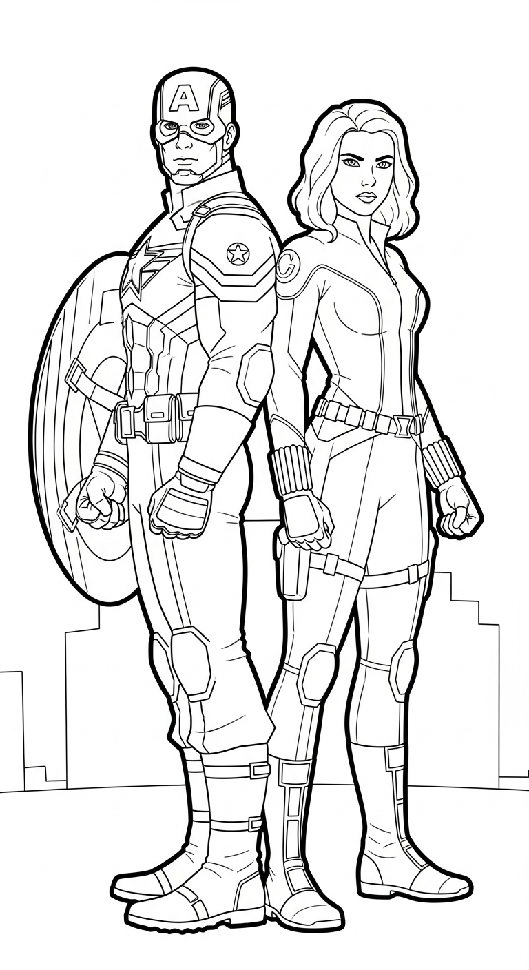 in hình tô màu Đội Trưởng Mỹ cho bé 5 tuổi