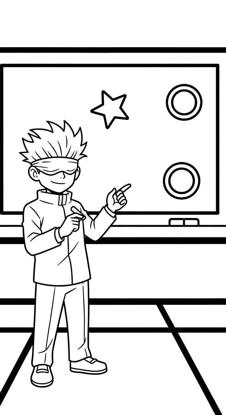 file pdf tranh tô màu Gojo Satoru cho bé