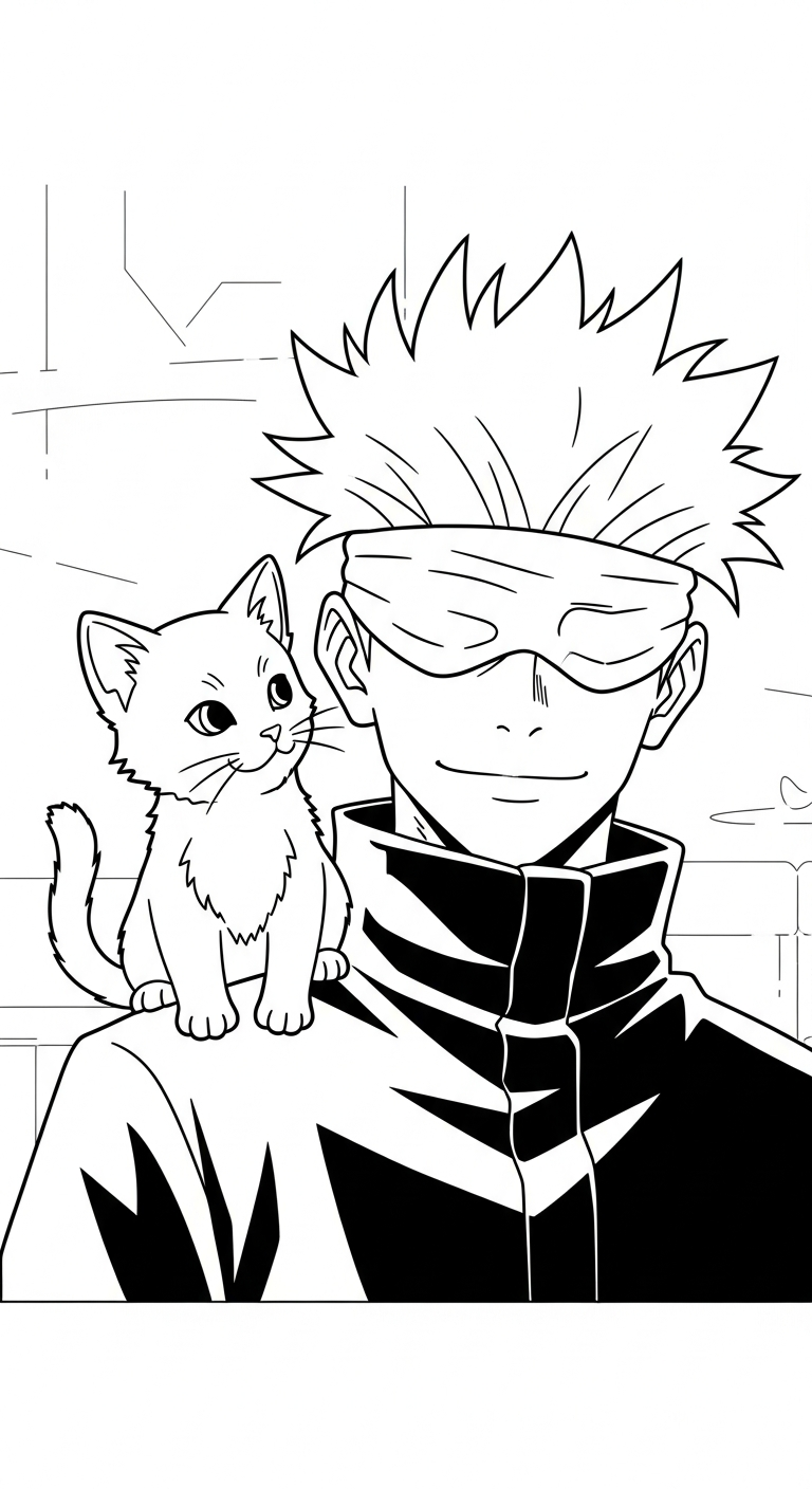 download tranh tô màu Gojo Satoru miễn phí