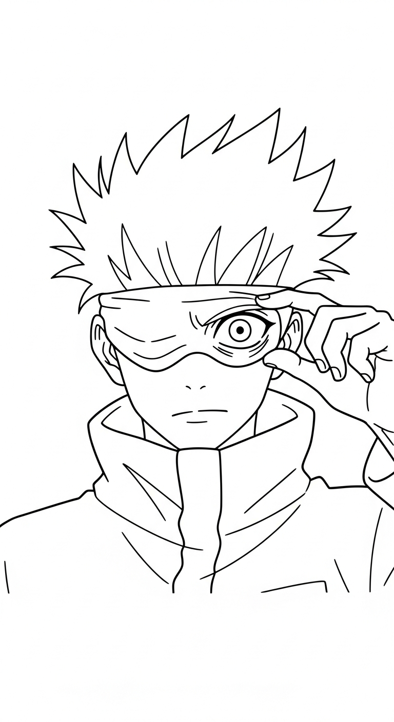 tải hình tô màu Gojo Satoru cho bé 3 tuổi