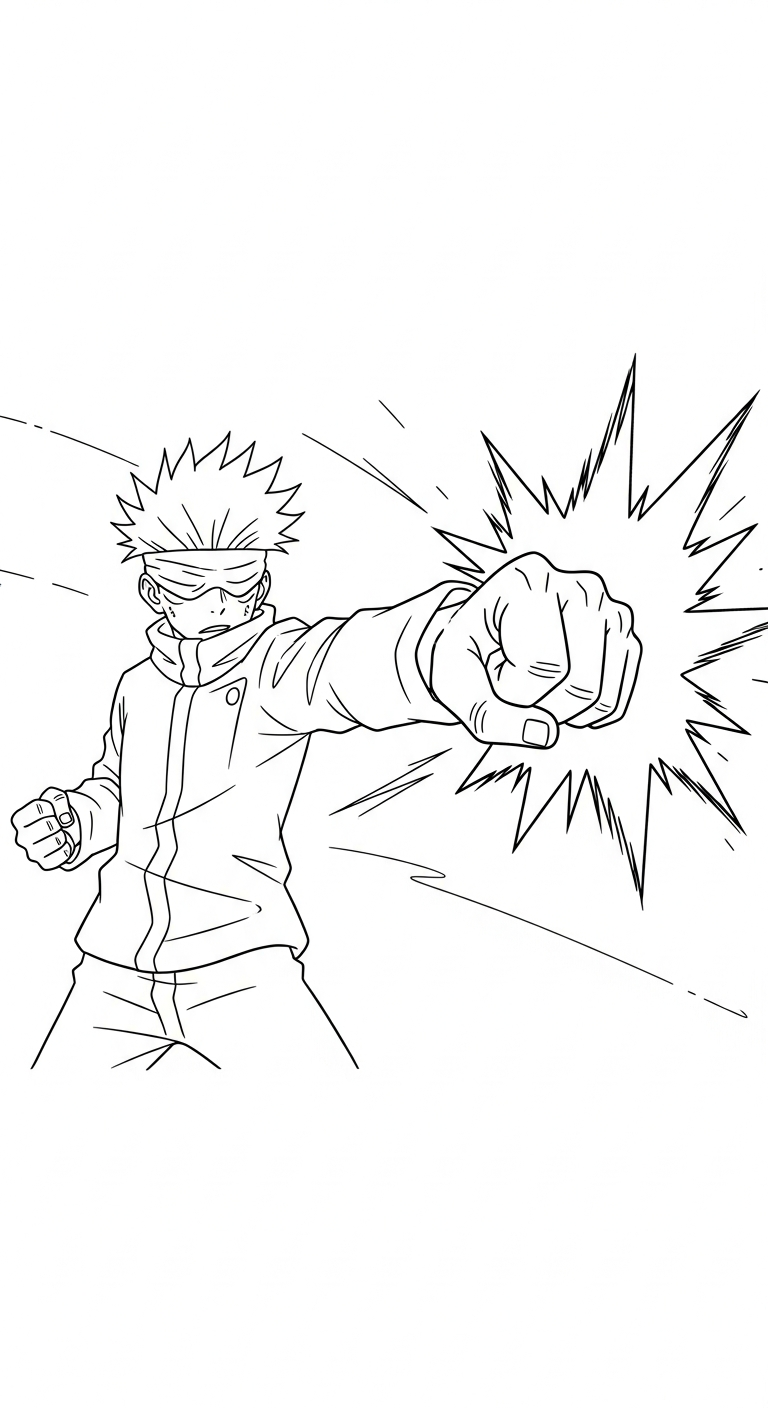 tải hình tô màu Gojo Satoru cho bé 7 tuổi