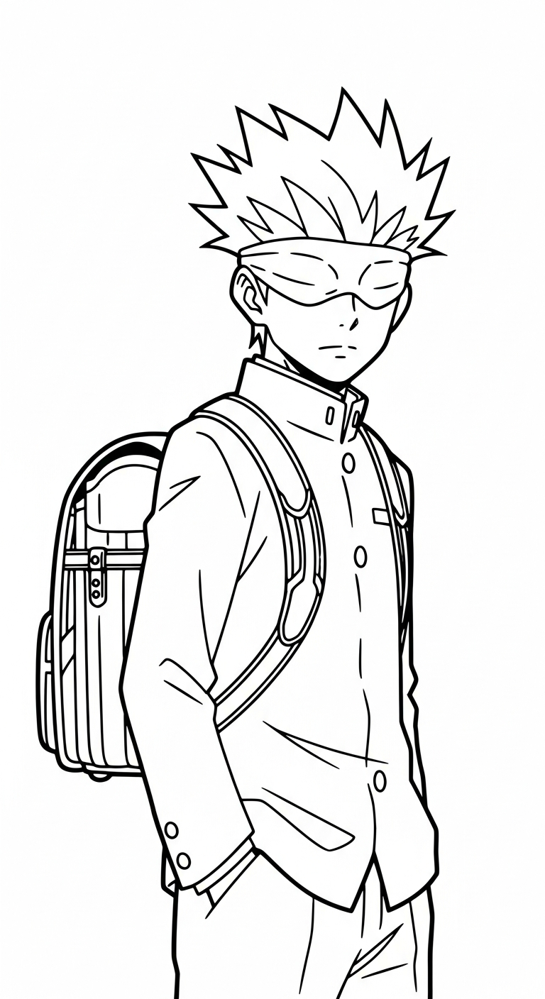 tranh tô màu Gojo Satoru cho bé 7-8 tuổi