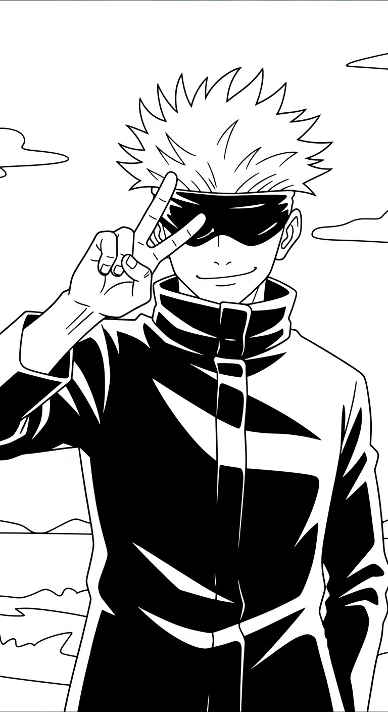 in tranh tô màu Gojo Satoru khổ A4