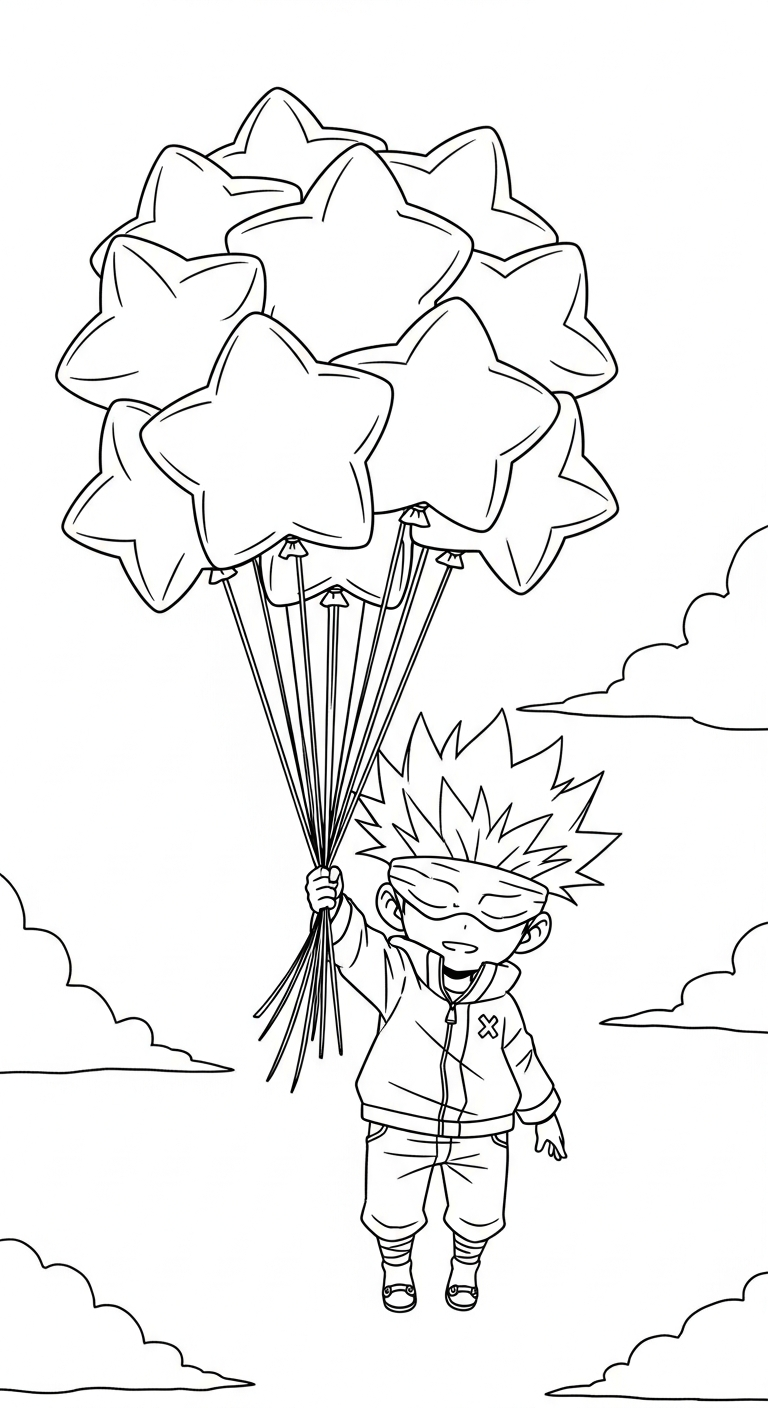 tải hình tô màu Gojo Satoru cho bé 4 tuổi