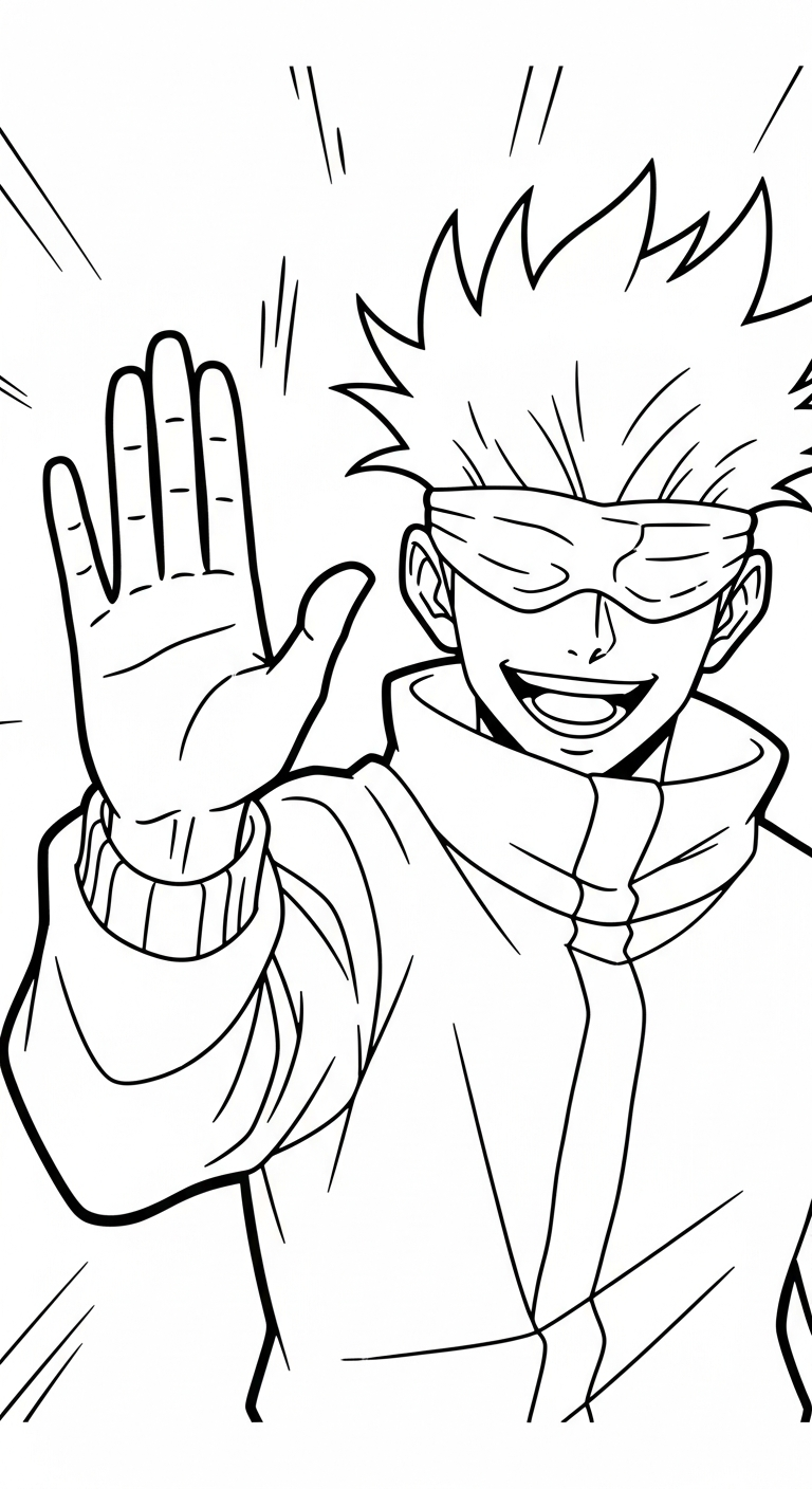 in hình tô màu Gojo Satoru cho bé 5 tuổi