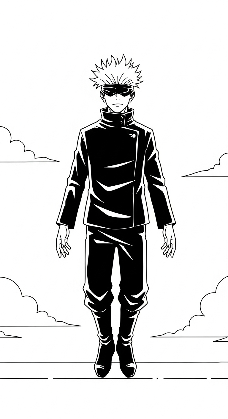 hình tô màu Gojo Satoru cho bé 6 tuổi