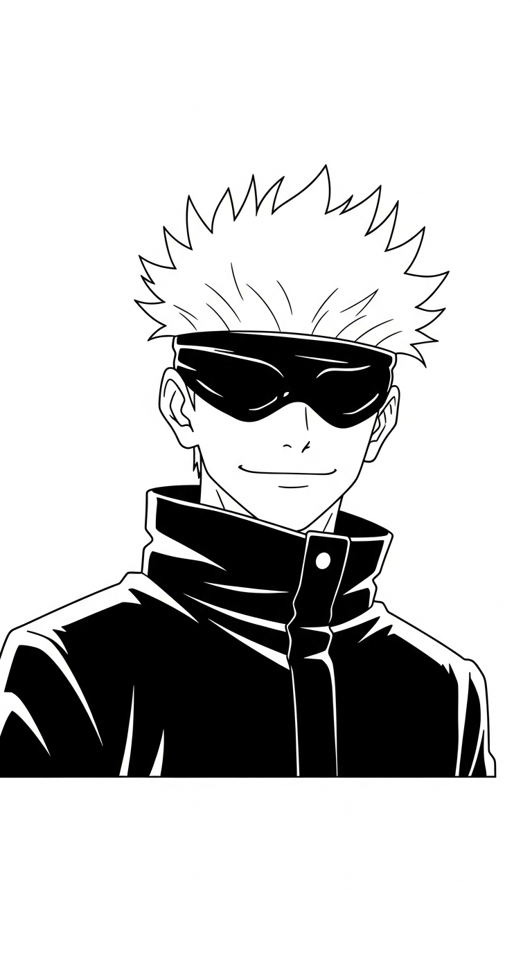 tranh tô màu Gojo Satoru cho bé 8 tuổi