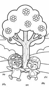 tranh tô màu Pororo cho bé 5 tuổi miễn phí