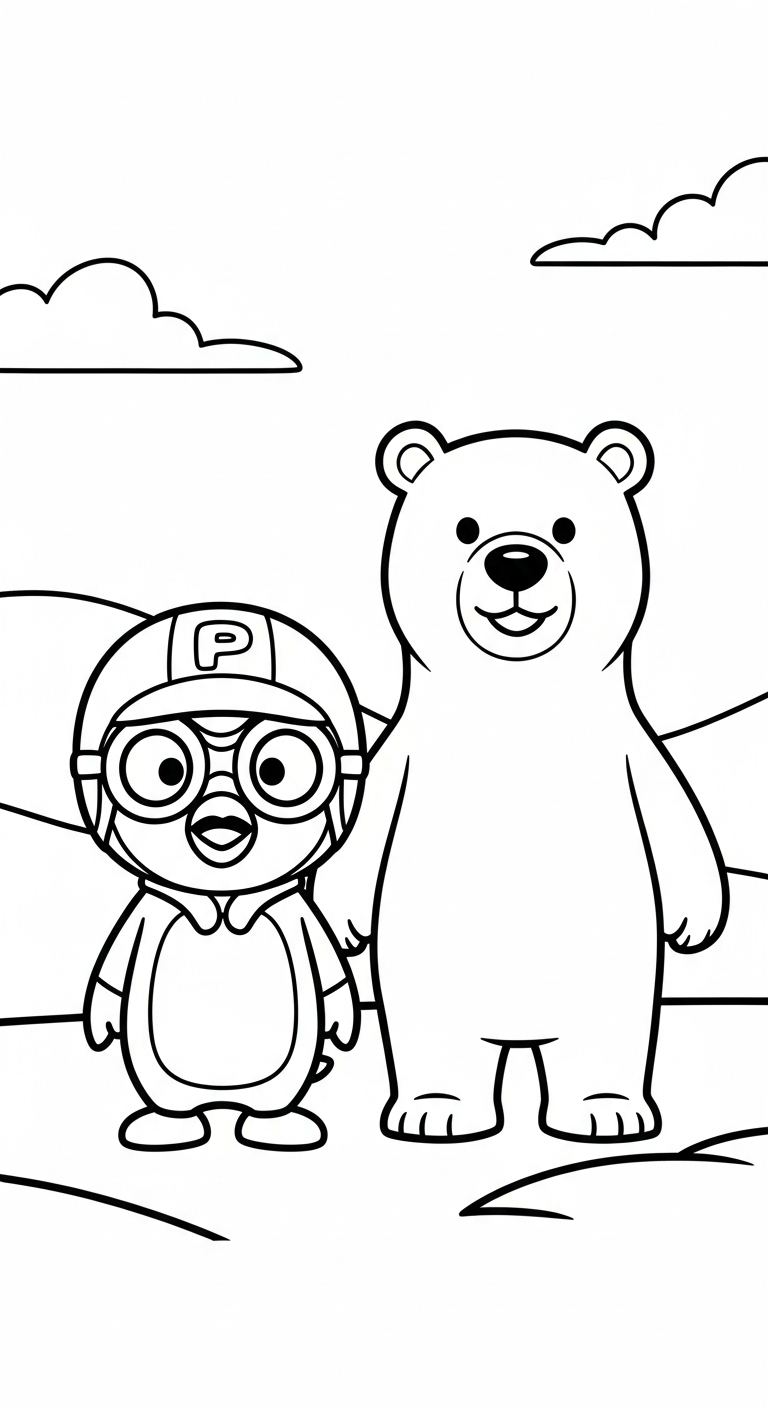 tranh tô màu Pororo cho bé 4 tuổi 1