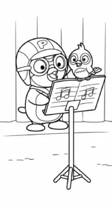 file hình tô màu Pororo cho bé in