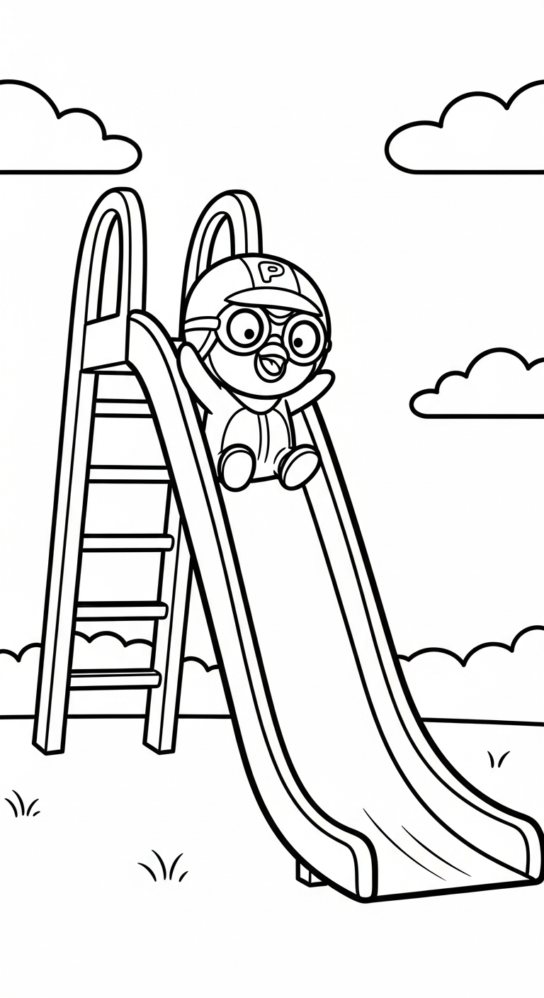 in tranh tô màu Pororo cho bé 6 tuổi