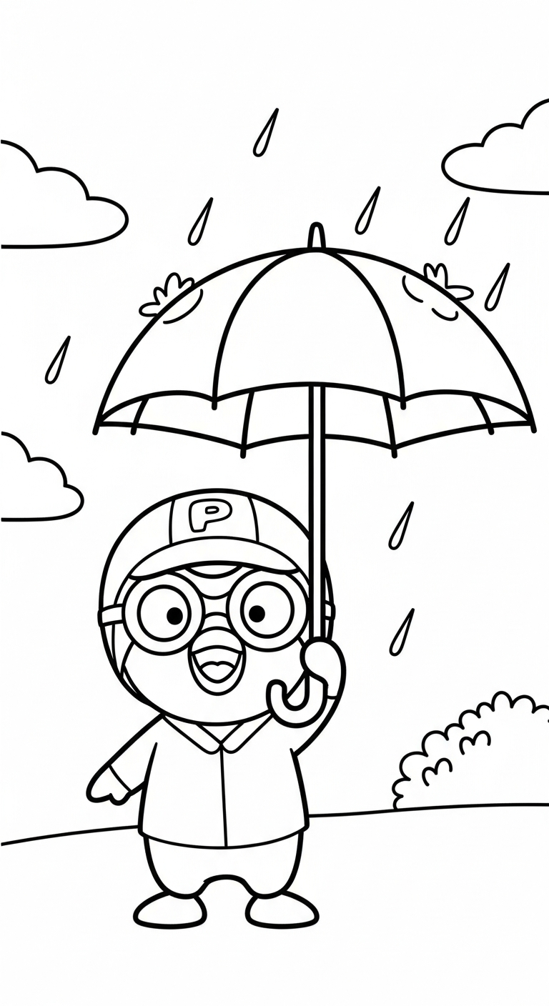 hình tô màu Pororo cho bé 7 tuổi miễn phí